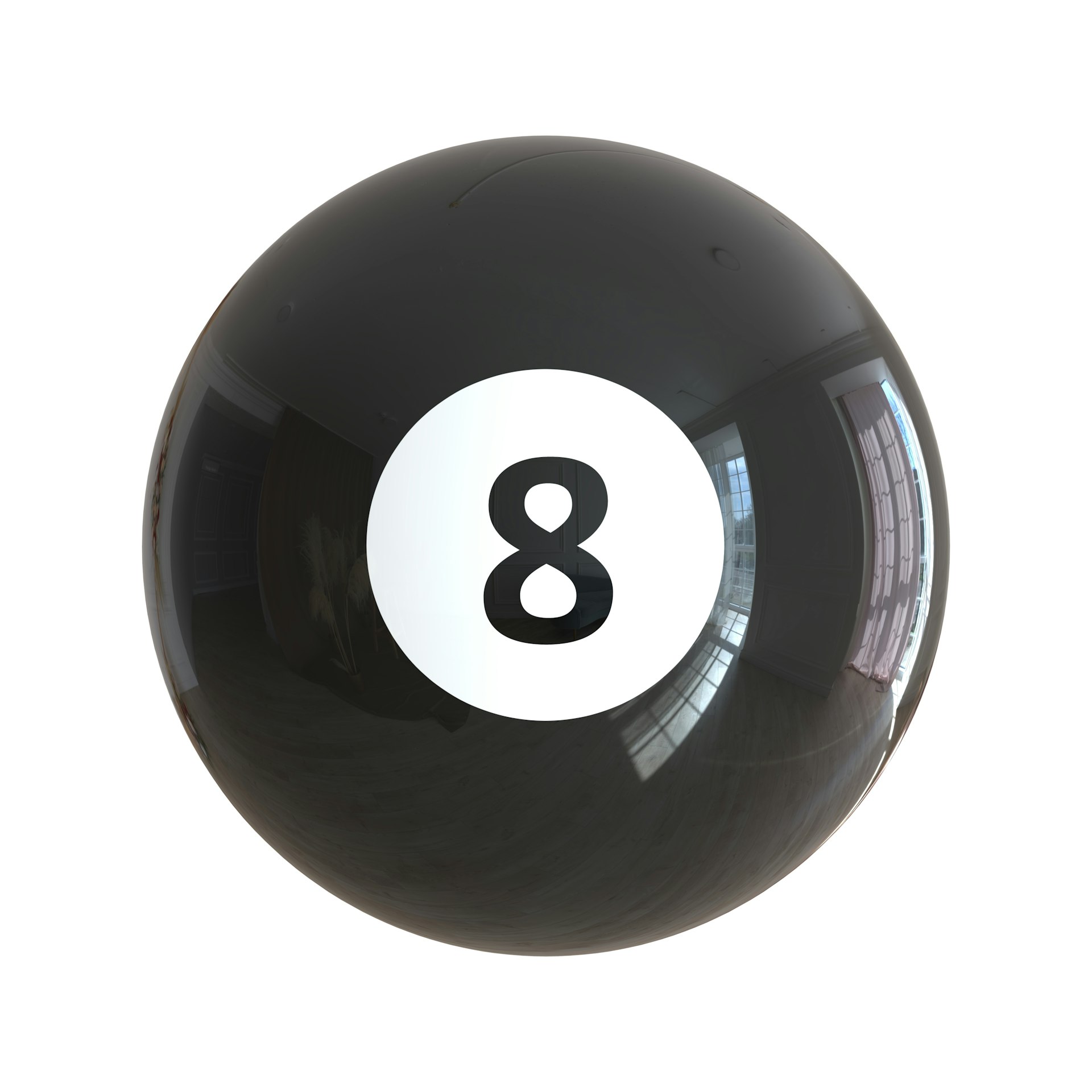 A pool ball with the number eight on it